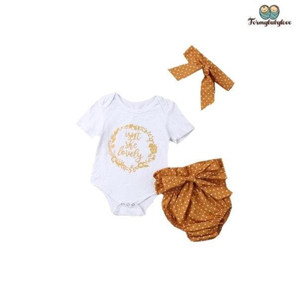 Ensemble bébé fille blanc et marron