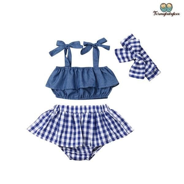 Ensemble bébé fille bleu à carreaux