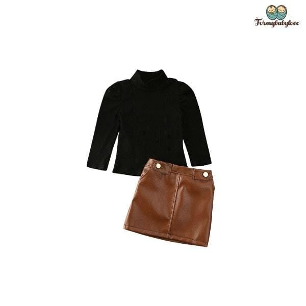 Ensemble fille jupe en cuir