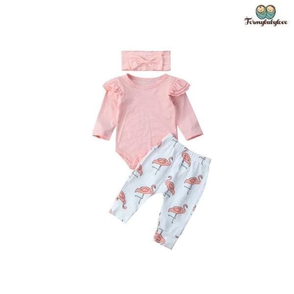 Ensemble naissance fille flamant rose