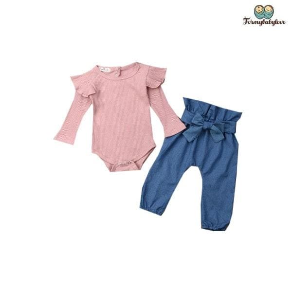 Ensemble naissance fille rose et bleu