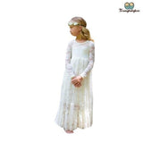 Robe fille longue blanche devant