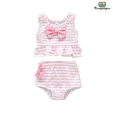 maillot de bain fille rayé rose