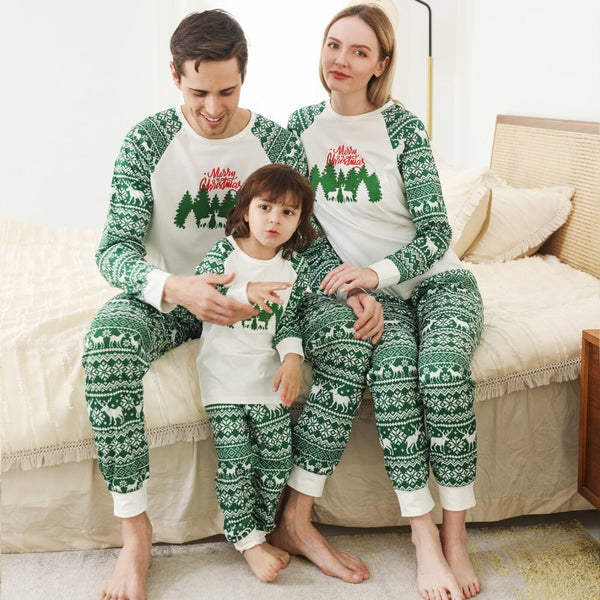 Pyjama noël famille lutin - Vert / 3 mois