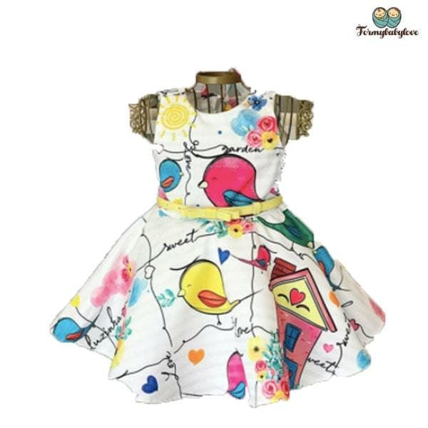 Robe fille avec un oiseau (Du 1 an au 3 ans)